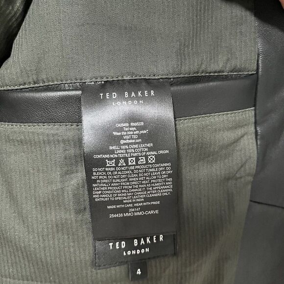 Ted Baker London Mens' Ovine Leather Biker Jacket Size L Black Biker Edgy NWT - Picture 14 of 16